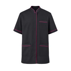 Blouse aide à domicile noire liseré fuchsia – Homme