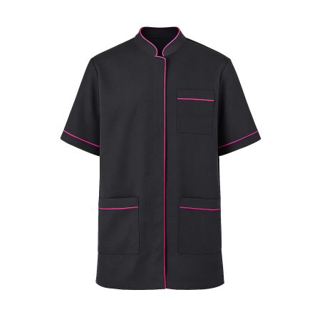 Blouse aide à domicile noire liseré fuchsia – Homme