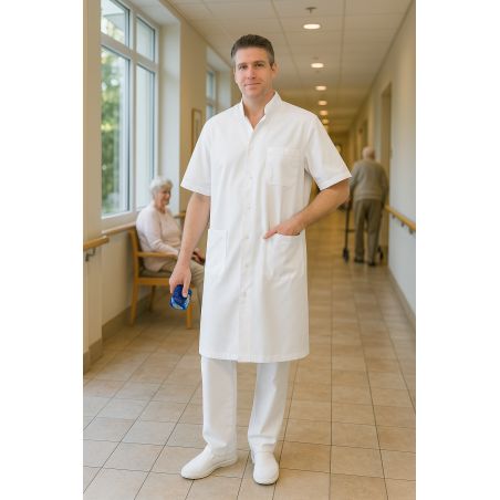 Blouse blanche manches courtes pour chimie et medical