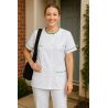 Tunique Médicale Blanche liseré Vert sur poches et manches