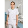 Tunique Médicale Blanche liseré Vert sur poches et manches
