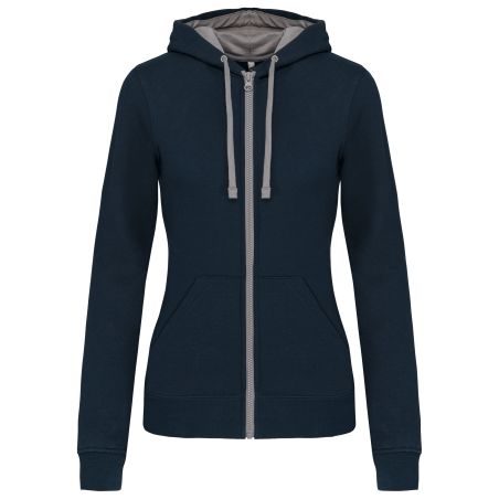 Sweat-shirt zippé capuche contrastée NAVY TS