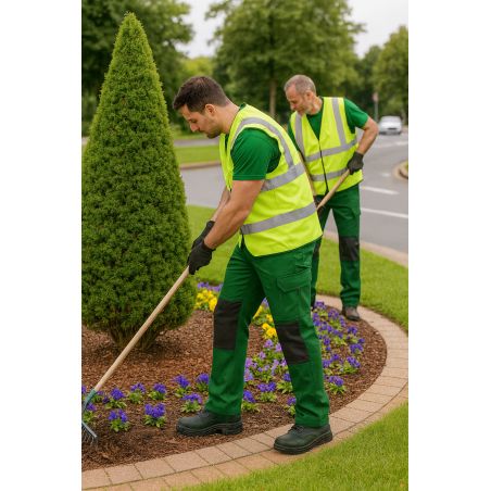 Pantalon de travail vert et noir Multi poches avec poches genouillères