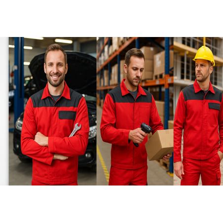 Veste de travail coloris Rouge empicement noir