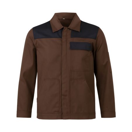 Veste de travail Marron chocolat parement noir