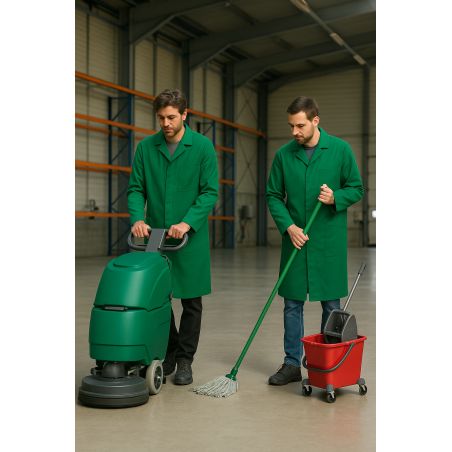 Blouse de travail verte industrie automobile mixte à pressions cachées