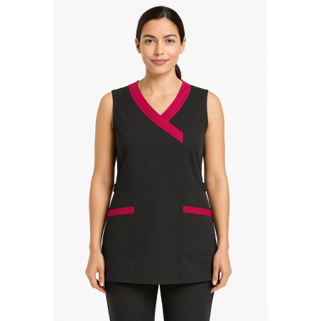 Tablier chasuble moderne Noir et Fushia