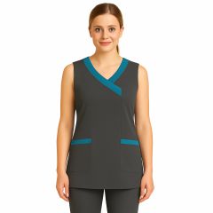 Tablier chasuble Moderne Gris et turquoise