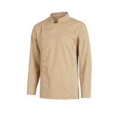 Veste de cuisine manches longues beige fermeture pressions