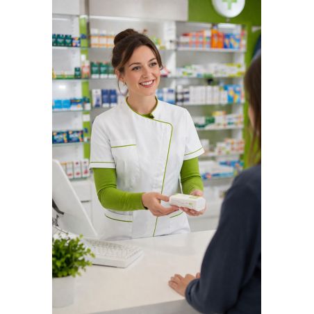 Tunique médicale blanche infroissable – polyviscose élasthanne – confort et tenue parfaite