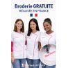 Blouse médicale blanche infroissable ISA011TA avec élasthanne – liseré fuchsia
