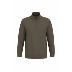 Sweat col zippé homme kaki...