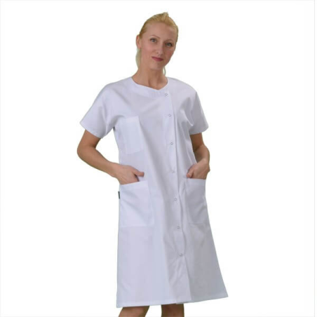 Blouse medicale Blanche col rond manches courtes femme