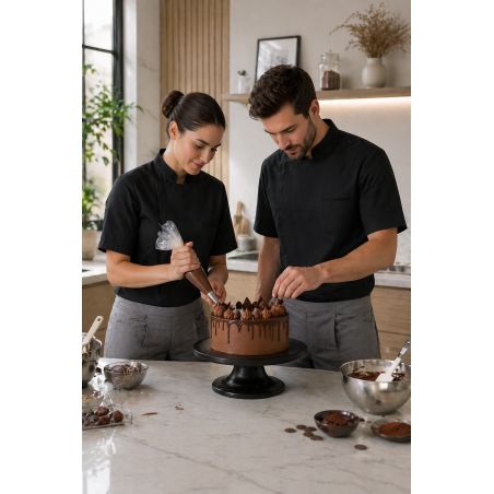 Veste de Cuisine Noire Manches courtes
