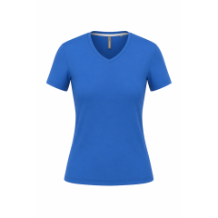 T-shirt femme col V bleu...