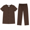 Ensemble médical femme marron – tunique col rond et pantalon – vue 1