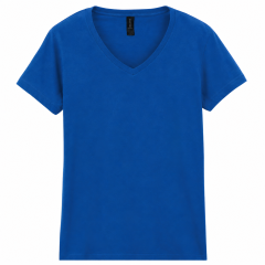 T-shirt femme col V bleu...