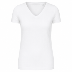 Tee shirt col V MC femme blanc