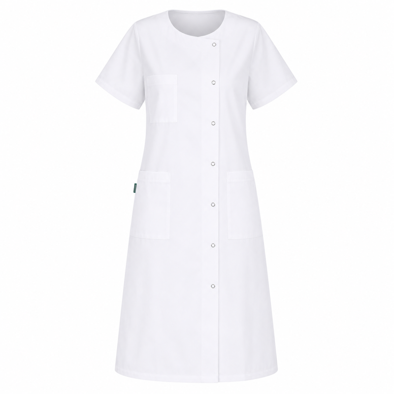 Blouse médicale femme blanche Nelly – Manches courtes personnalisable