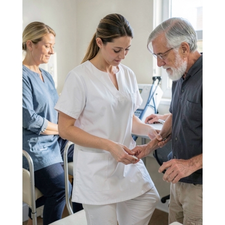 Tunique médicale amériacine Blanche infirmiere aide soignante — mise en situation : Médical / infirmier, Action métier