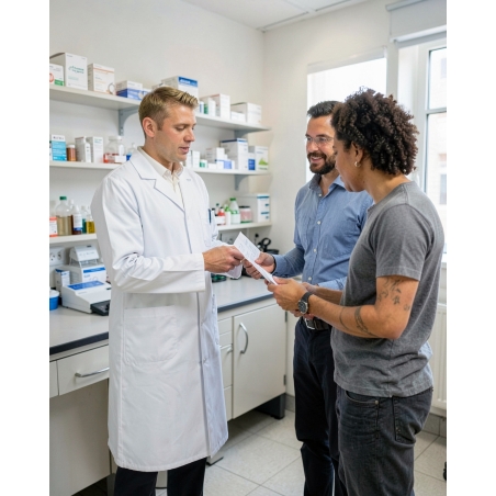 Blouse blanche manchesongues col officier — mise en situation : Pharmacie, Enseignement / formation