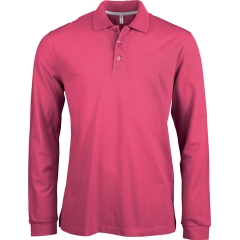 Polo coton Fushia Manches longues