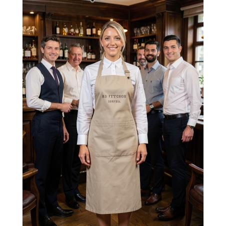 Tablier de cuisine - Broderie texte — mise en situation : Service en salle / bar, Équipe de salle