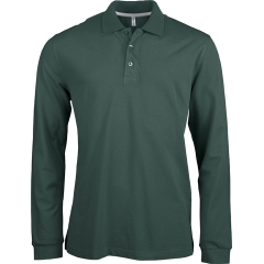 Polo manches longues coton Vert maille piqué