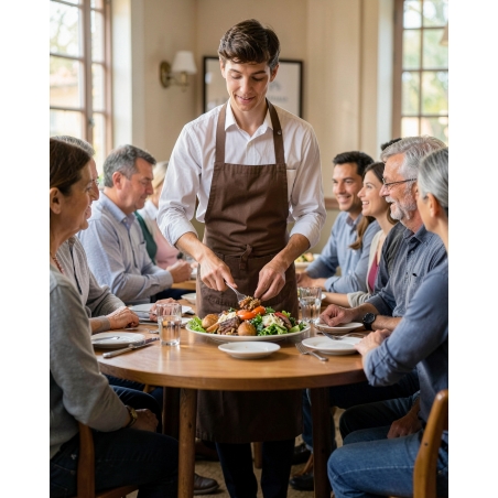 Tablier de servie Chocolat Salle et cuisine — mise en situation : Service en salle / bar, Service en salle