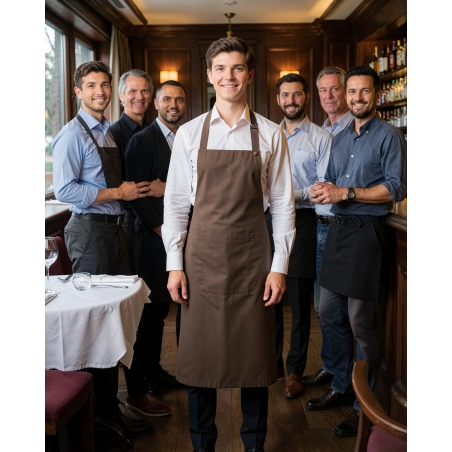Tablier de servie Chocolat Salle et cuisine — mise en situation : Service en salle / bar, Équipe de salle