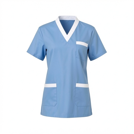 Bleu sarrau medical Col Blanc infirmiere — photo packshot produit sur fond blanc