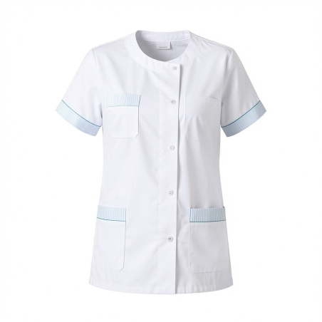 Tenue de travail medicale Julia Blanche finition couleur — photo packshot produit sur fond blanc