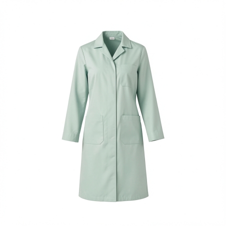 Blouse de travail vert femme manchesongues — photo packshot produit sur fond blanc