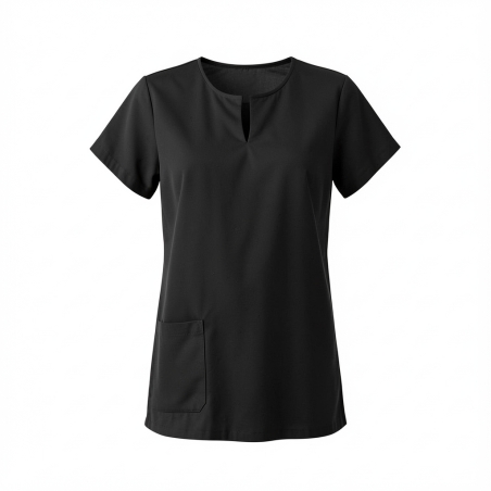 Blouse estheticienne forme mariniere coloris noir — photo packshot produit sur fond blanc