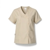 Blouse estheticienne Beige manches courtes — photo packshot produit sur fond blanc