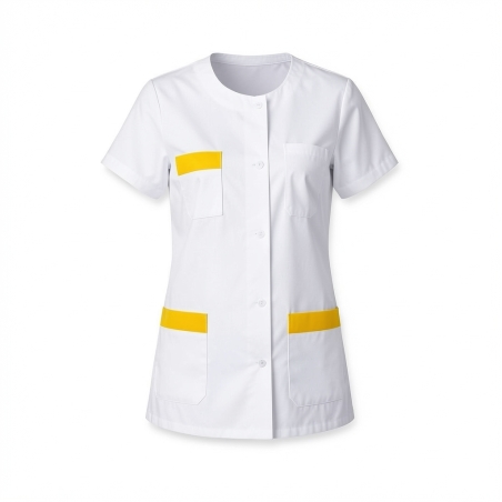 Blouse infirmire Julia finition Jaune pour femme — photo packshot produit sur fond blanc