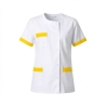 Tunique medicale manches courtes parement Jaunes modele Julia — photo packshot produit sur fond blanc