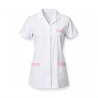 Blouse pour tenue infirmire Marie parement rose — photo packshot produit sur fond blanc