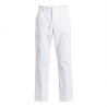 Pantalon de travail pas cher Blanc avec poche genouillere — photo packshot produit sur fond blanc