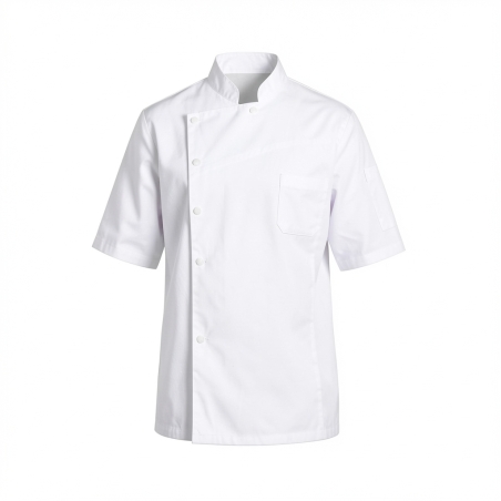 Veste cuisine manche courte couleur blanche — photo packshot produit sur fond blanc