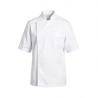 Veste cuisine manche courte couleur blanche — photo packshot produit sur fond blanc