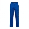 Pantalon de travail bleu en polyester et coton — photo packshot produit sur fond blanc