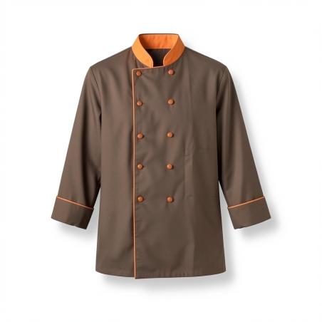 Veste chcolatier manches longues Marron — photo packshot produit sur fond blanc