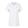 Tunique Médicale Col Trapeze Blanche manches courtes femme — photo packshot produit sur fond blanc