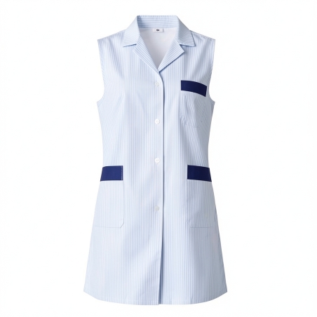 Blouse médicale sans manches rayée – Femme — photo packshot produit sur fond blanc