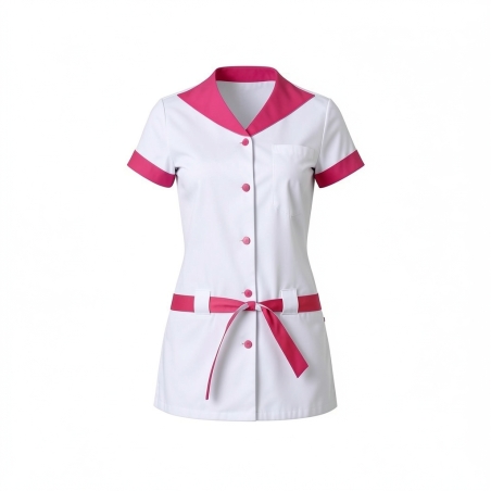 Tunique médicale femme Icône blanche et fuchsia — photo packshot produit sur fond blanc