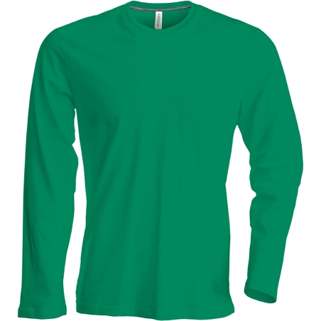 Tee shirt Homme Col V Manches longues Vert
