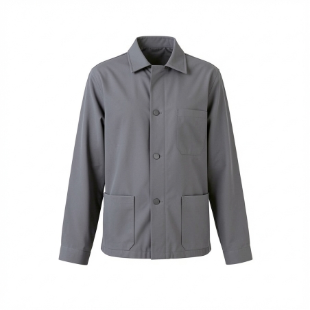 Veste de travail grise premier prix — photo packshot produit sur fond blanc