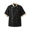 Veste cuisine noire finition beige — photo packshot produit sur fond blanc