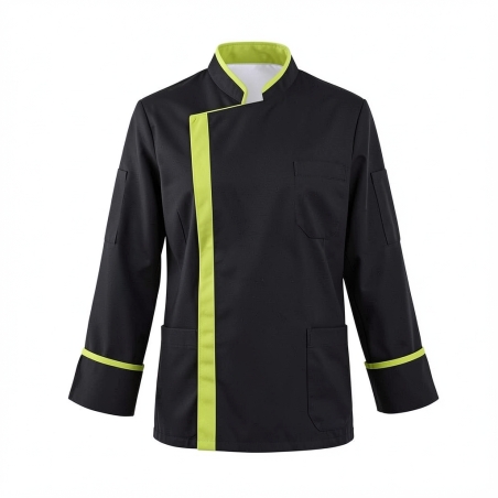 Veste Noire pour cuisinier finition Lime — photo packshot produit sur fond blanc